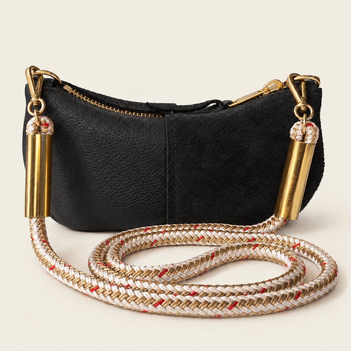 Convertible Zip Bag in Black Leather