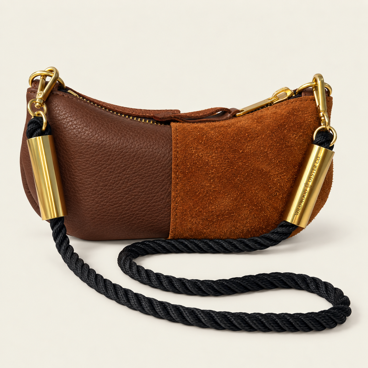 Convertible Zip Bag in Brown Leather