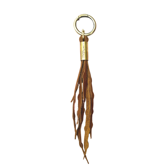 Load image into Gallery viewer, Wildwood Oyster Co. Beach Nut Leather Seaweed Fringe Tassel
