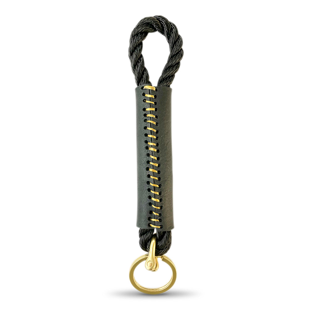 Rope + Leather Keychains #Keychain's Rope Color_Summer Night Black