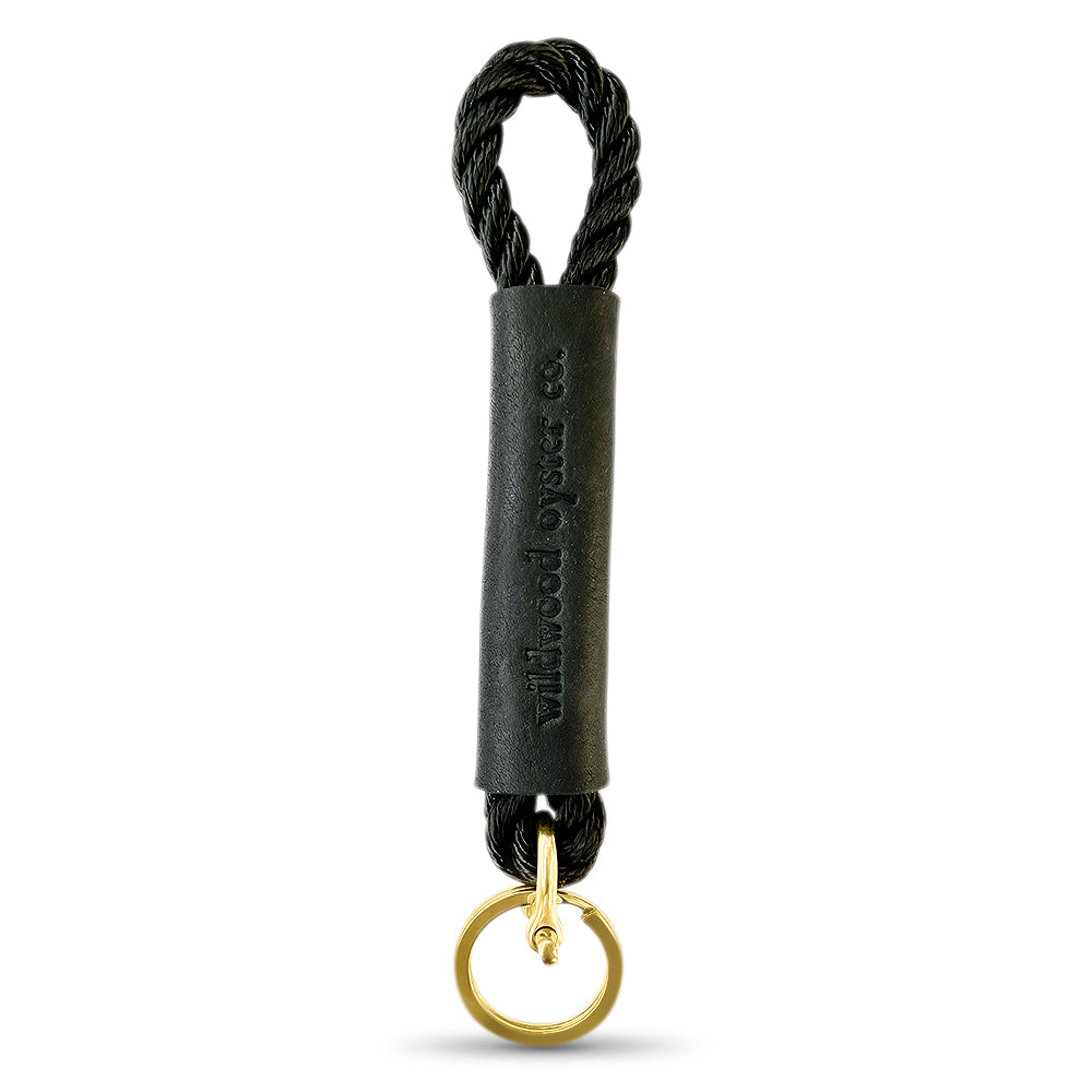 Rope + Leather Keychains #Keychain's Rope Color_Summer Night Black