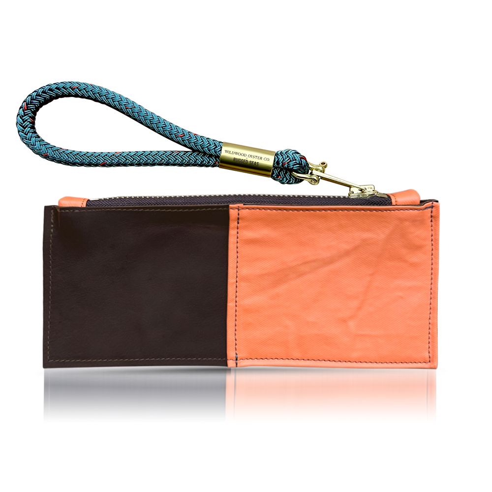 Brown leather wristlet clearance