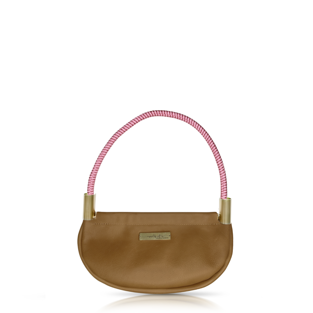 Clam Shell #Rope Color_Pink Beach Rose#Rope Handle Length_Wrist (19")#Add Ons_Handbag Only