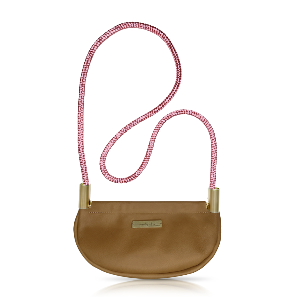 Clam Shell #Rope Color_Pink Beach Rose#Rope Handle Length_Crossbody (50")#Add Ons_Handbag Only