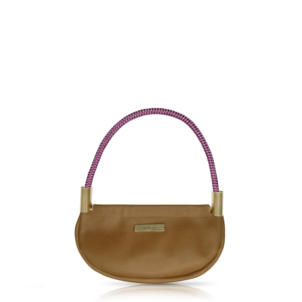 Clam Shell #Rope Color_Purple Beach Rose#Rope Handle Length_Wrist (19")#Add Ons_Handbag Only