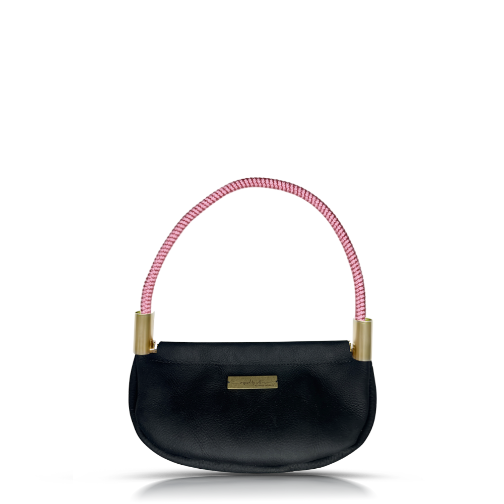 Clam Shell #Rope Color_Pink Beach Rose#Rope Handle Length_Wrist (19")#Add Ons_Handbag Only