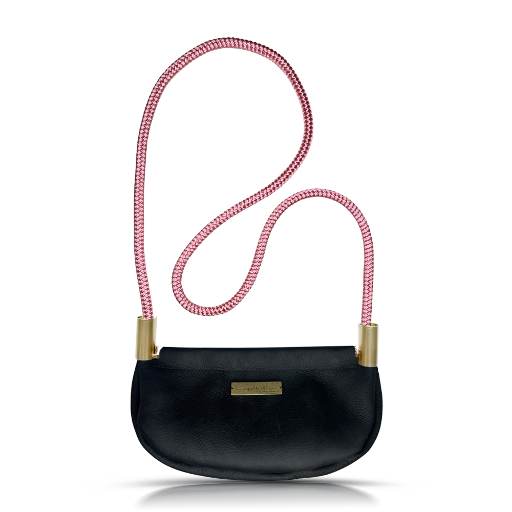 Clam Shell #Rope Color_Pink Beach Rose#Rope Handle Length_Crossbody (50")#Add Ons_Handbag Only