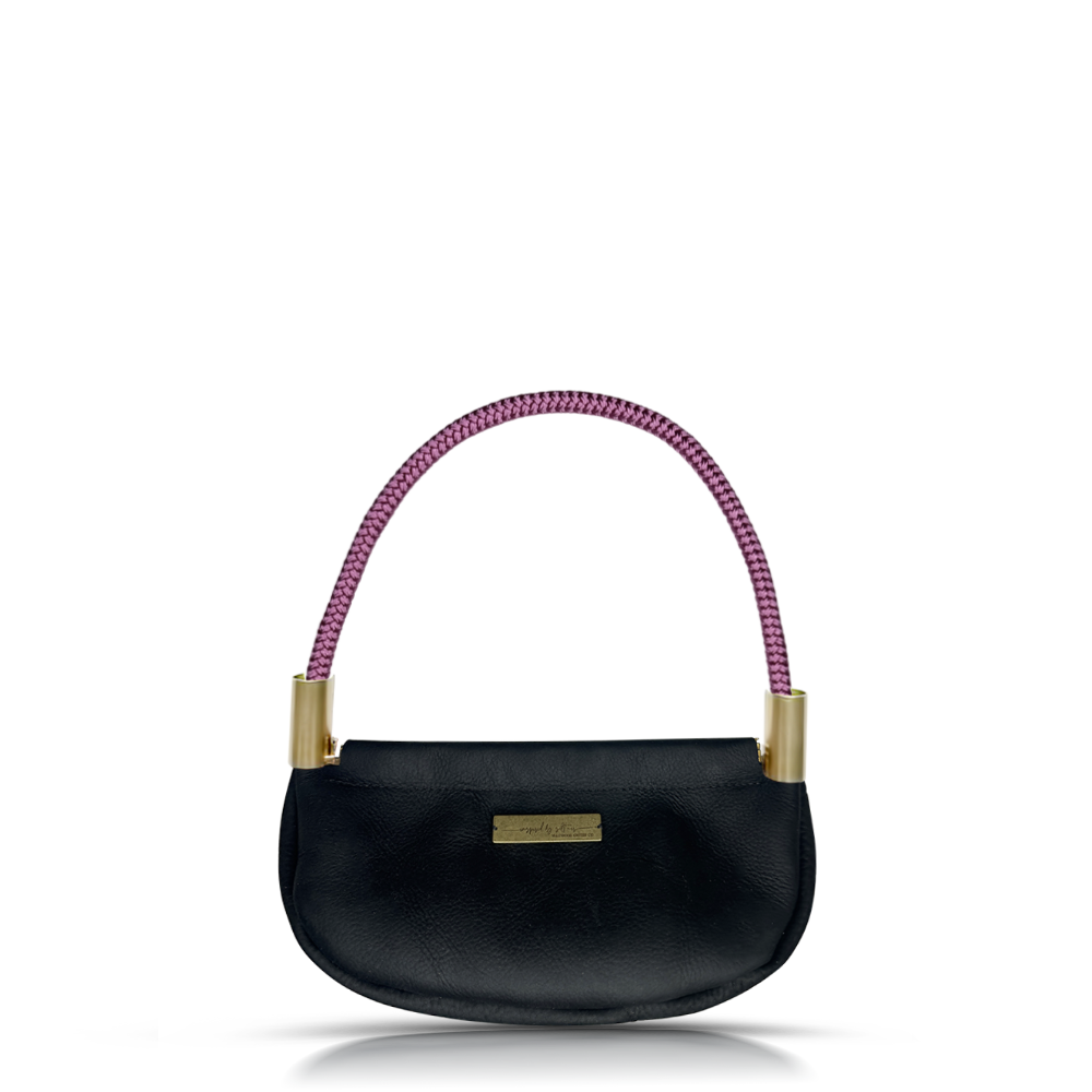 Clam Shell #Rope Color_Purple Beach Rose#Rope Handle Length_Wrist (19")#Add Ons_Handbag Only