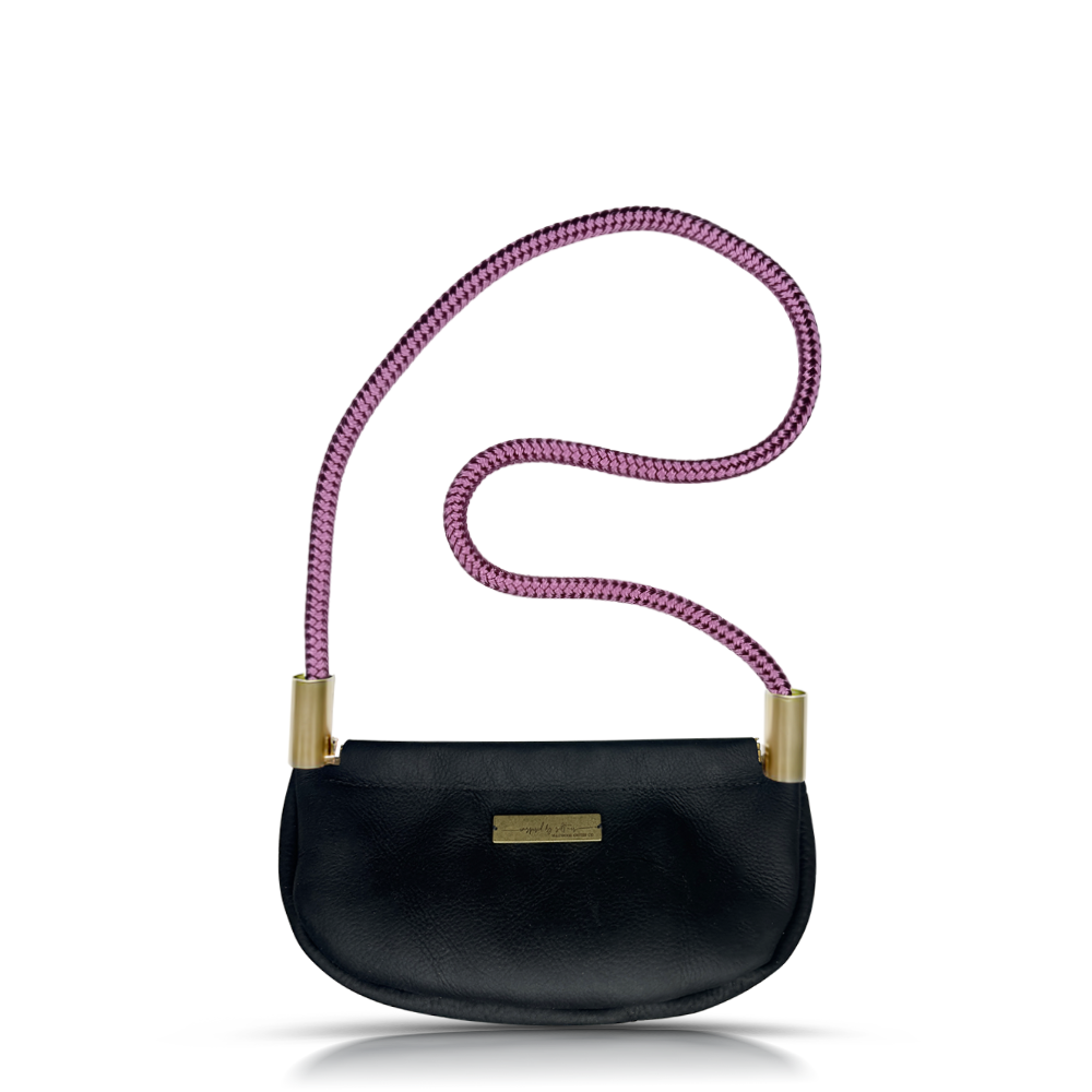 Clam Shell #Rope Color_Purple Beach Rose#Rope Handle Length_Shoulder (35")#Add Ons_Handbag Only