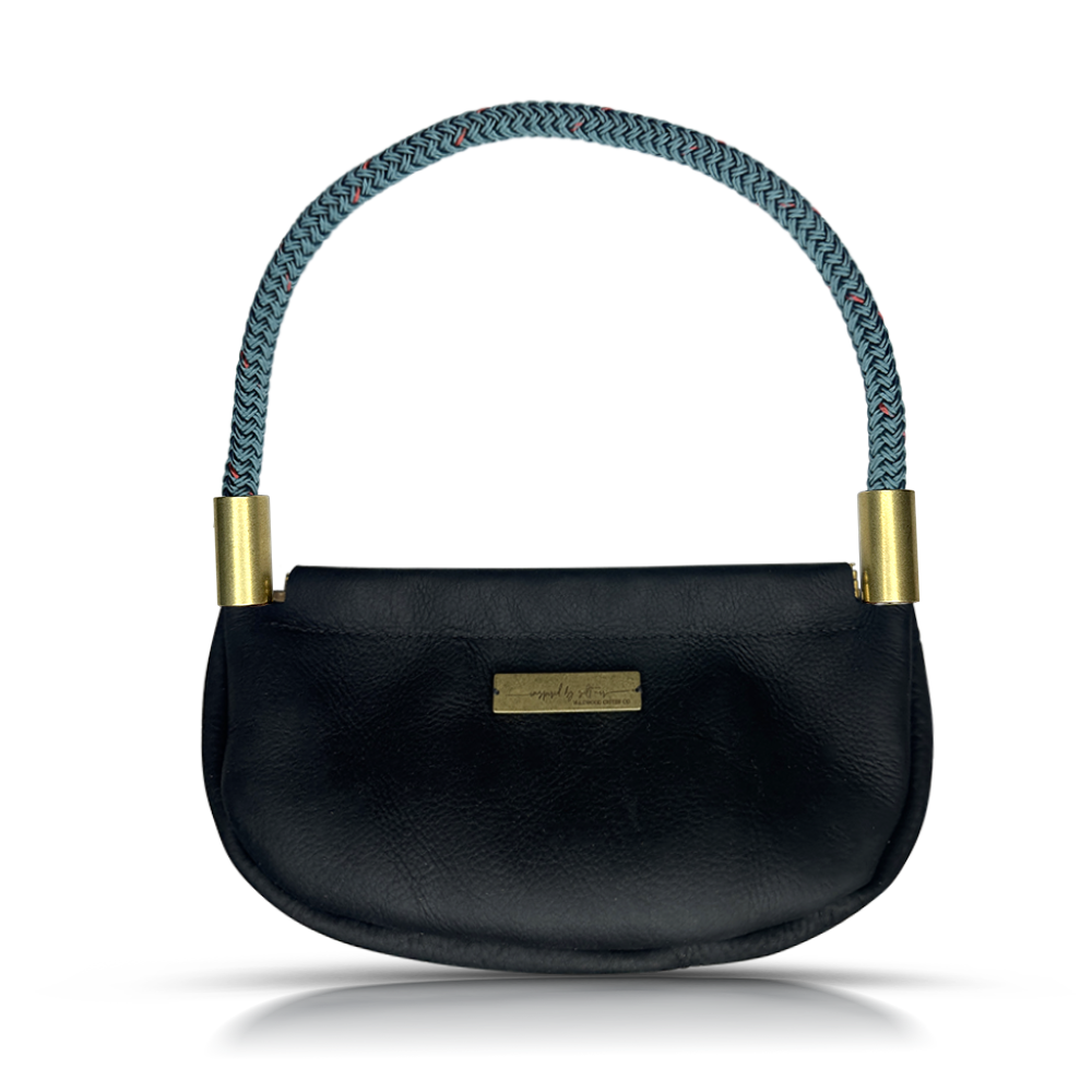 Mini Clam Shell Bag Leather Clam Shell Bag with Rope Handle and Spring Snap Closure ...