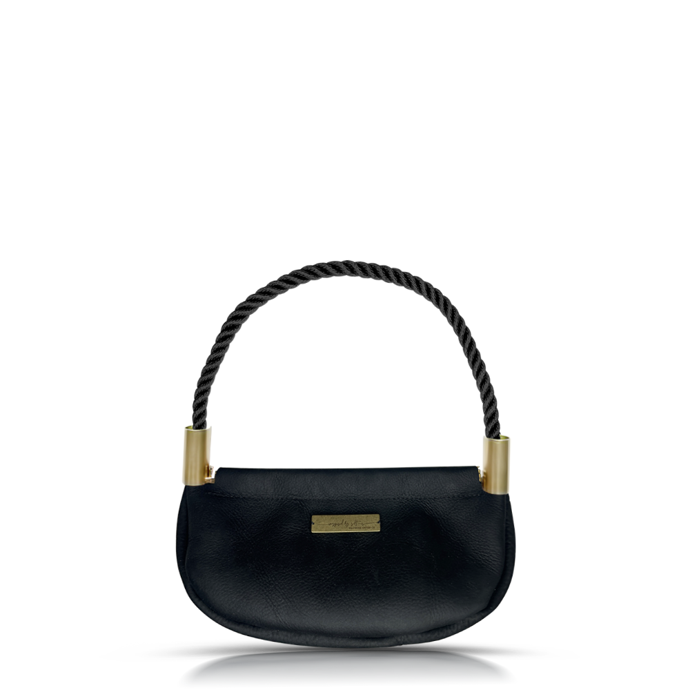 Clam Shell #Rope Color_Summer Night Black#Rope Handle Length_Wrist (19")#Add Ons_Handbag Only