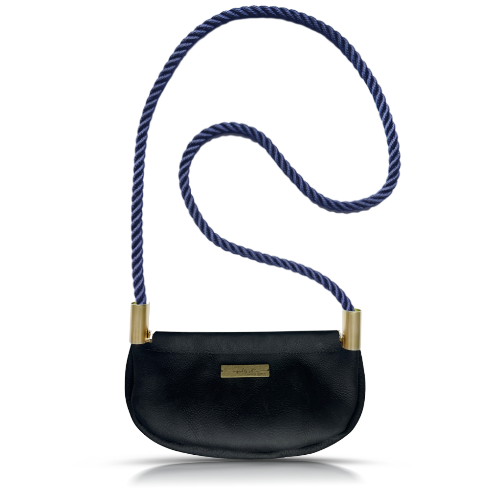 Clam Shell #Rope Color_New England Navy#Rope Handle Length_Crossbody (50")#Add Ons_Handbag Only