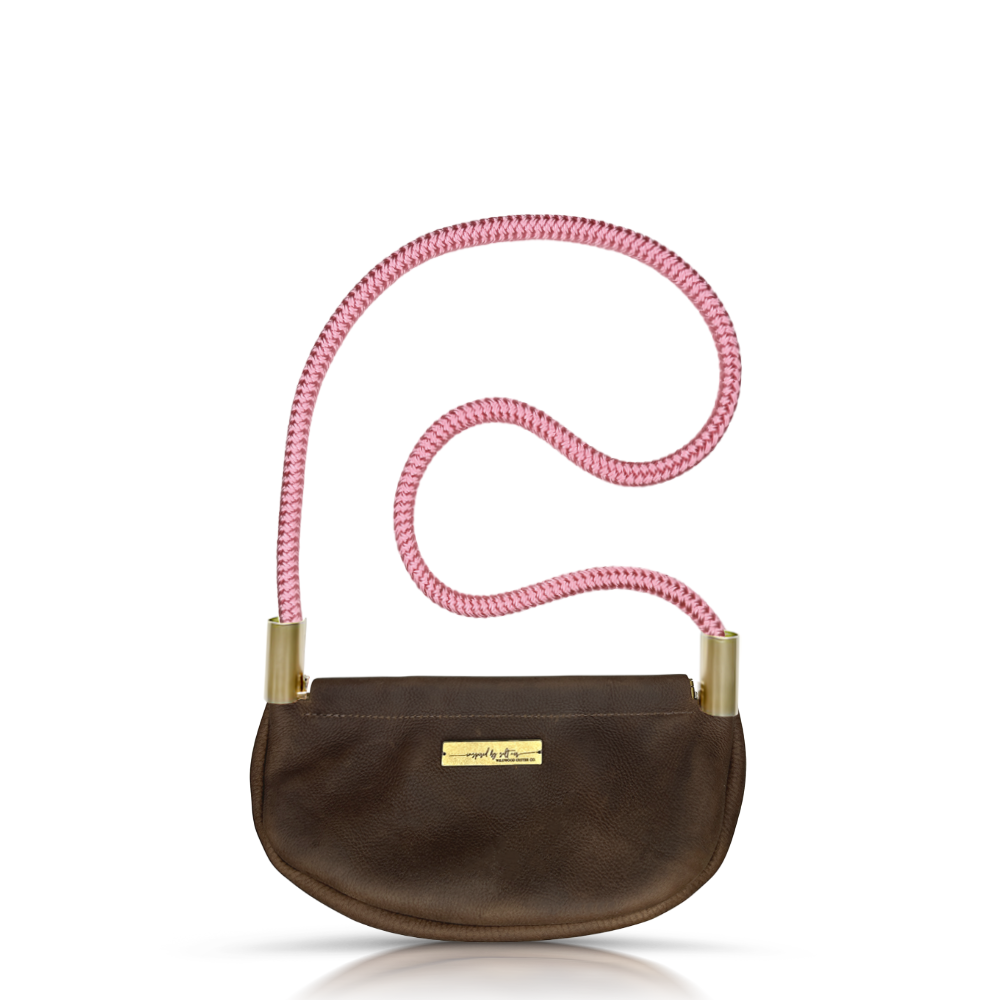 Clam Shell #Rope Color_Pink Beach Rose#Rope Handle Length_Shoulder (35")#Add Ons_Handbag Only