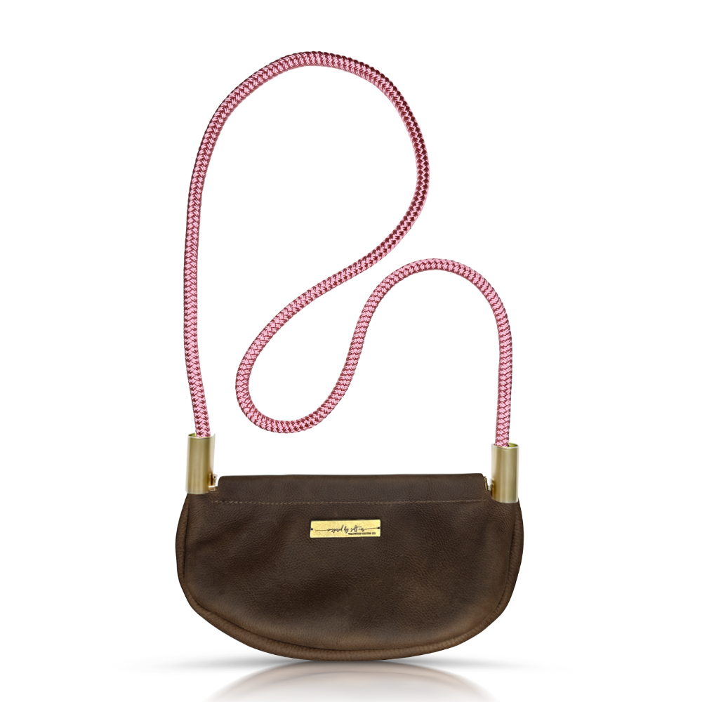 Clam Shell #Rope Color_Pink Beach Rose#Rope Handle Length_Crossbody (50")#Add Ons_Handbag Only