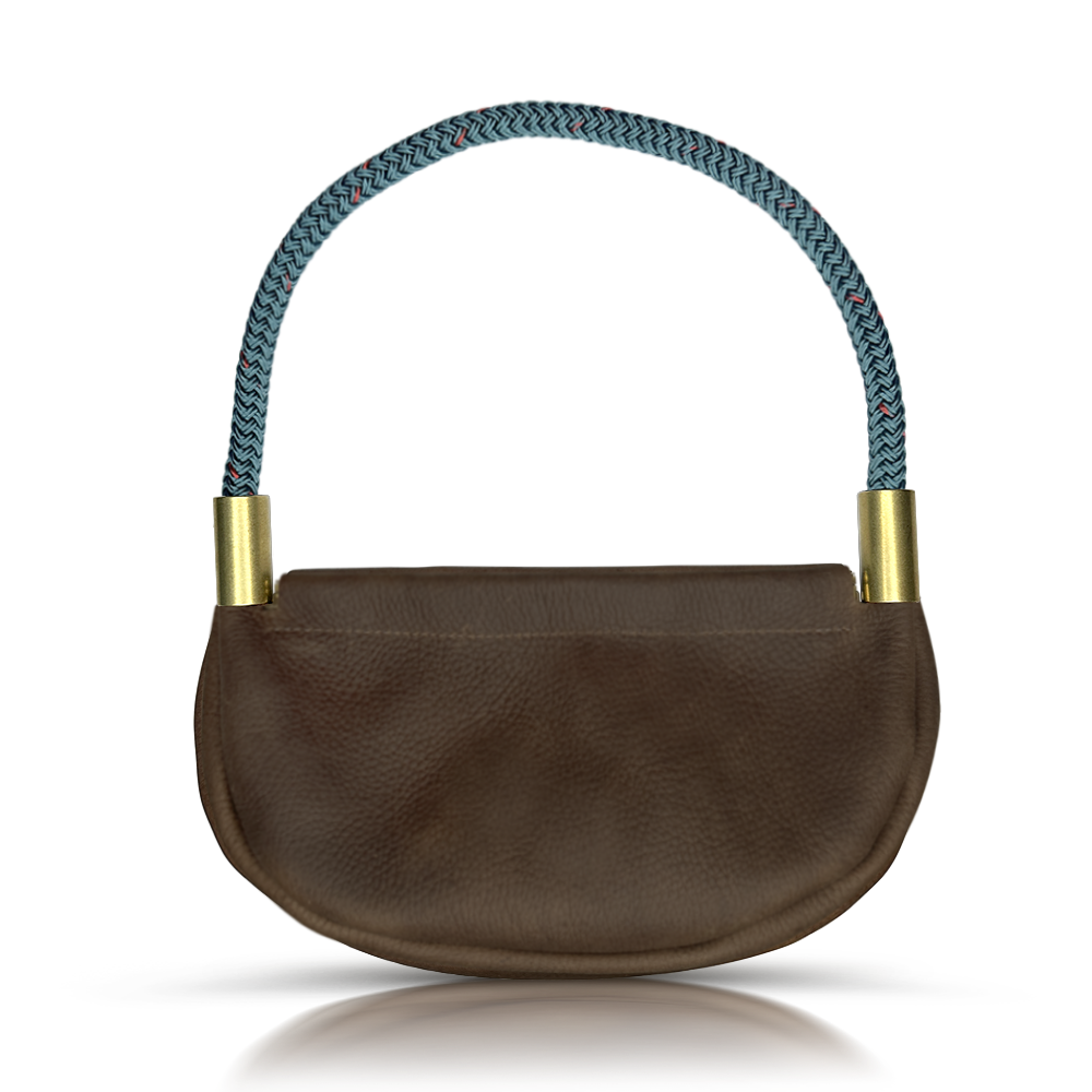 Load image into Gallery viewer, Wildwood Oyster Co. Brown Leather Clam Shell Bag
