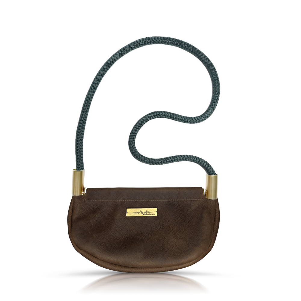 Clam Shell #Rope Color_Pine Green#Rope Handle Length_Shoulder (35")#Add Ons_Handbag Only