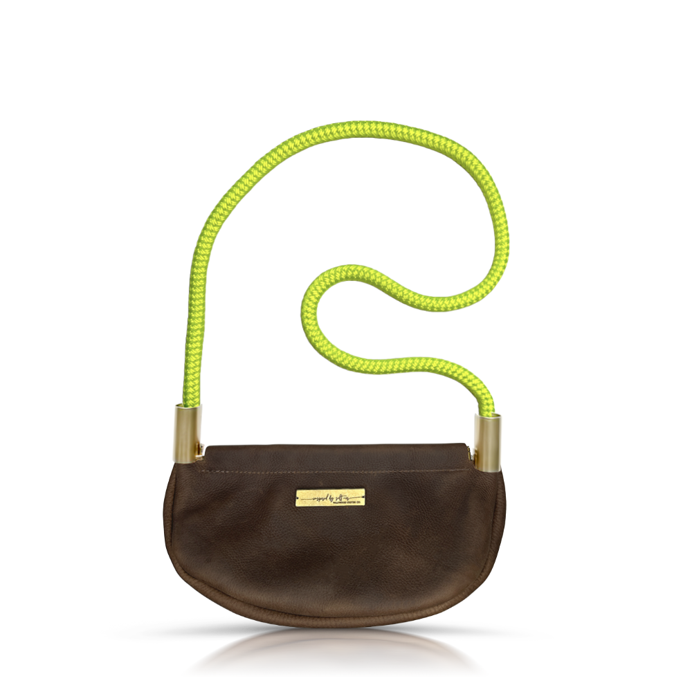 Clam Shell Bag in Brown Leather