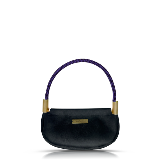 Clam Shell Bag in Black Leather