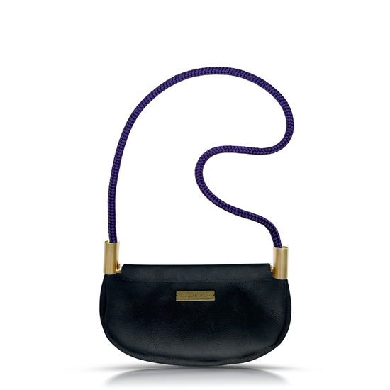 Clam Shell Bag in Black Leather