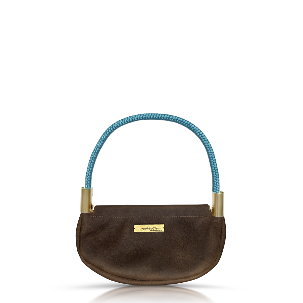 Clam Shell Bag in Brown Leather