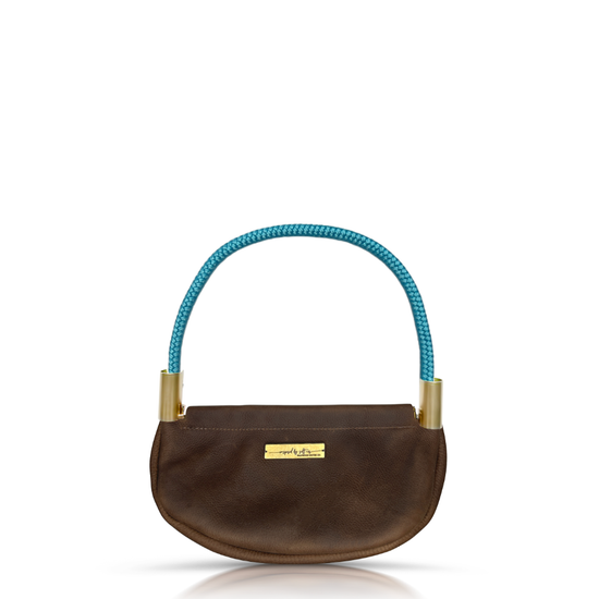 Clam Shell Bag in Brown Leather
