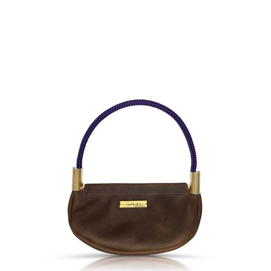 Clam Shell Bag in Brown Leather