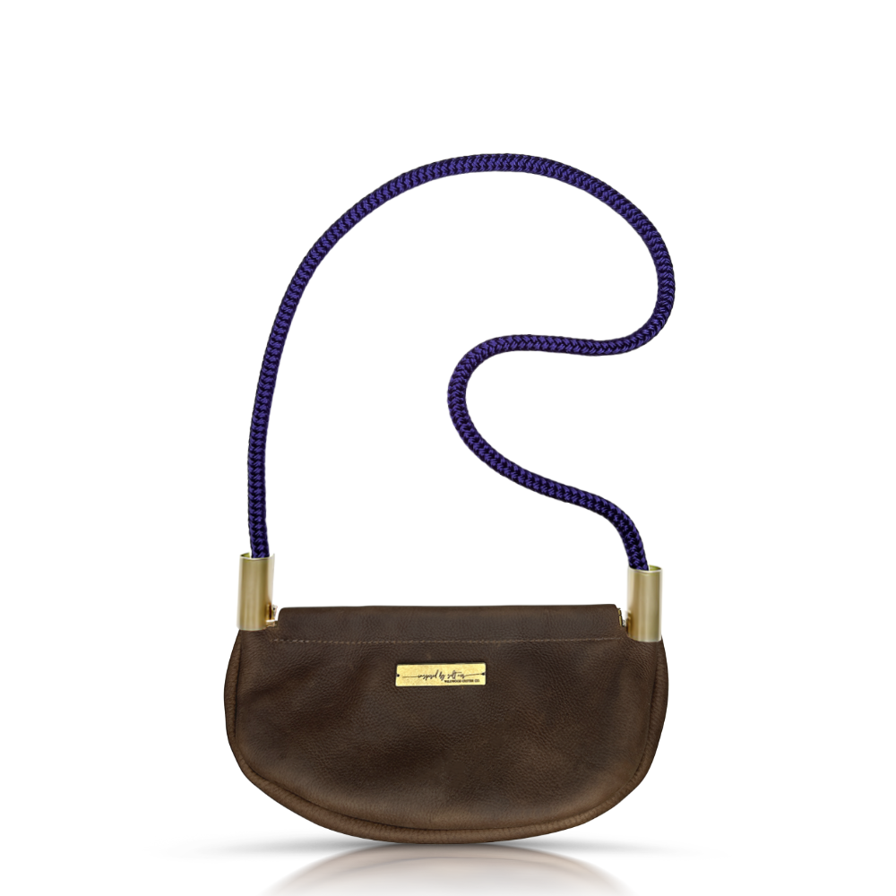Clam Shell Bag in Brown Leather