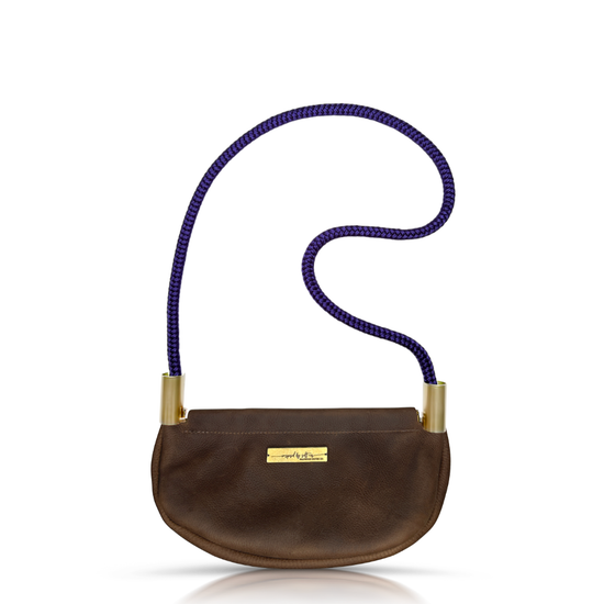 Clam Shell Bag in Brown Leather