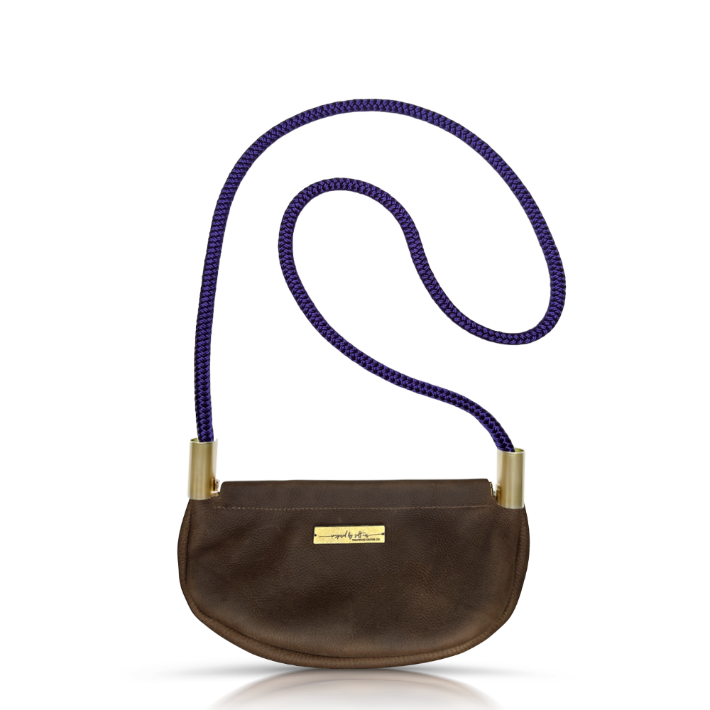 Clam Shell Bag in Brown Leather