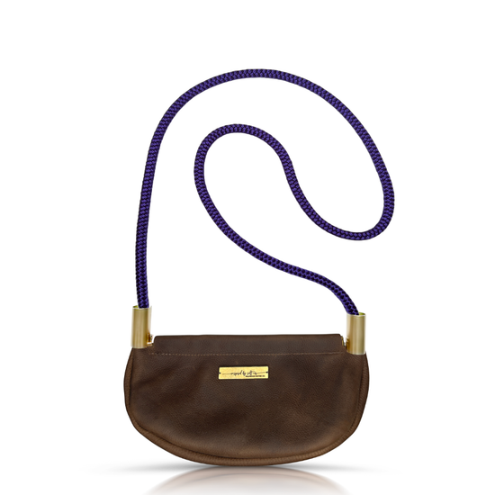 Clam Shell Bag in Brown Leather