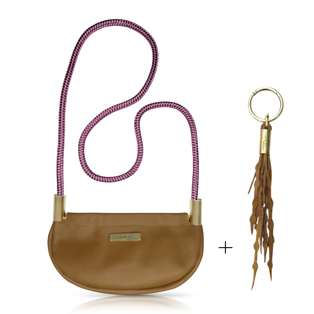 Clam Shell #Rope Color_Purple Beach Rose#Rope Handle Length_Crossbody (50")#Add Ons_Add a Matching Seaweed Tassel (save $10)