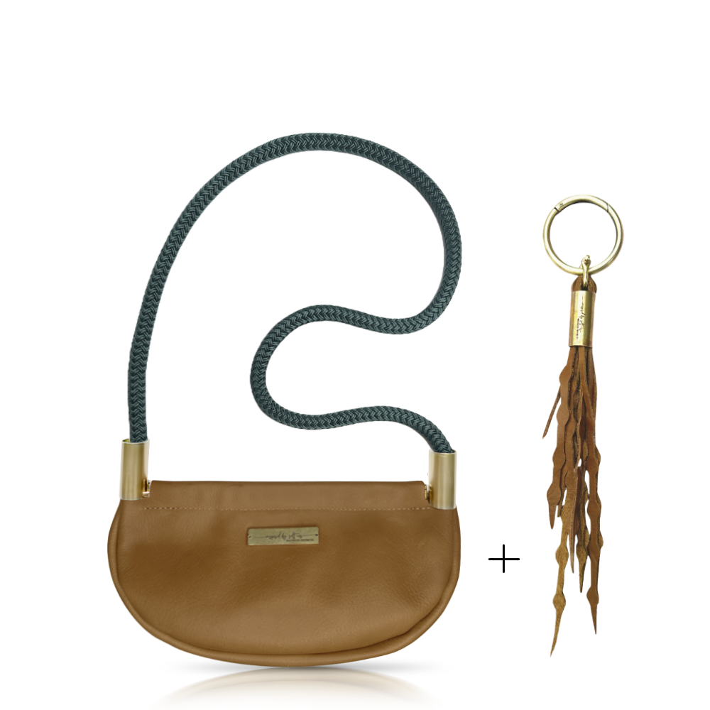 Clam Shell #Rope Color_Pine Green#Rope Handle Length_Shoulder (35")#Add Ons_Add a Matching Seaweed Tassel (save $10)