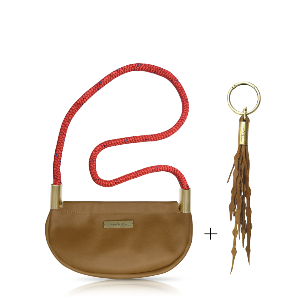 Clam Shell #Rope Color_Winterberry Red#Rope Handle Length_Shoulder (35")#Add Ons_Add a Matching Seaweed Tassel (save $10)