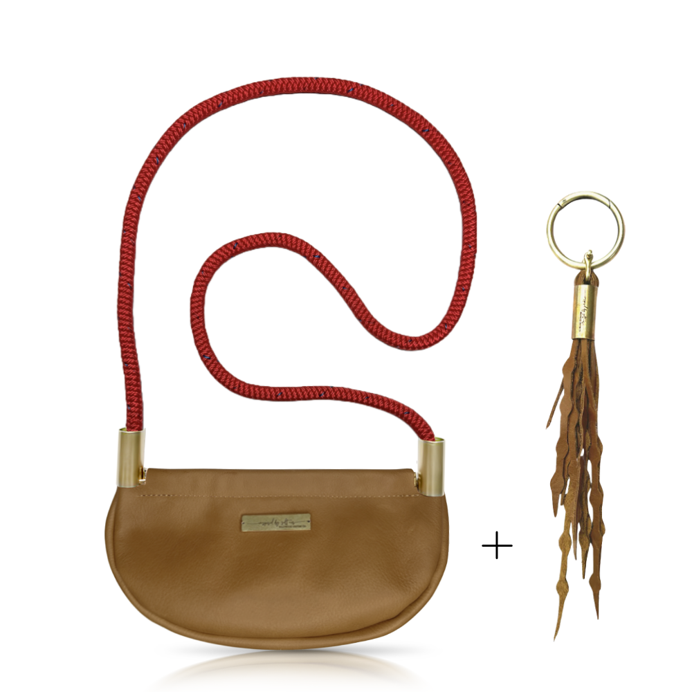 Clam Shell #Rope Color_Winterberry Red#Rope Handle Length_Crossbody (50")#Add Ons_Add a Matching Seaweed Tassel (save $10)