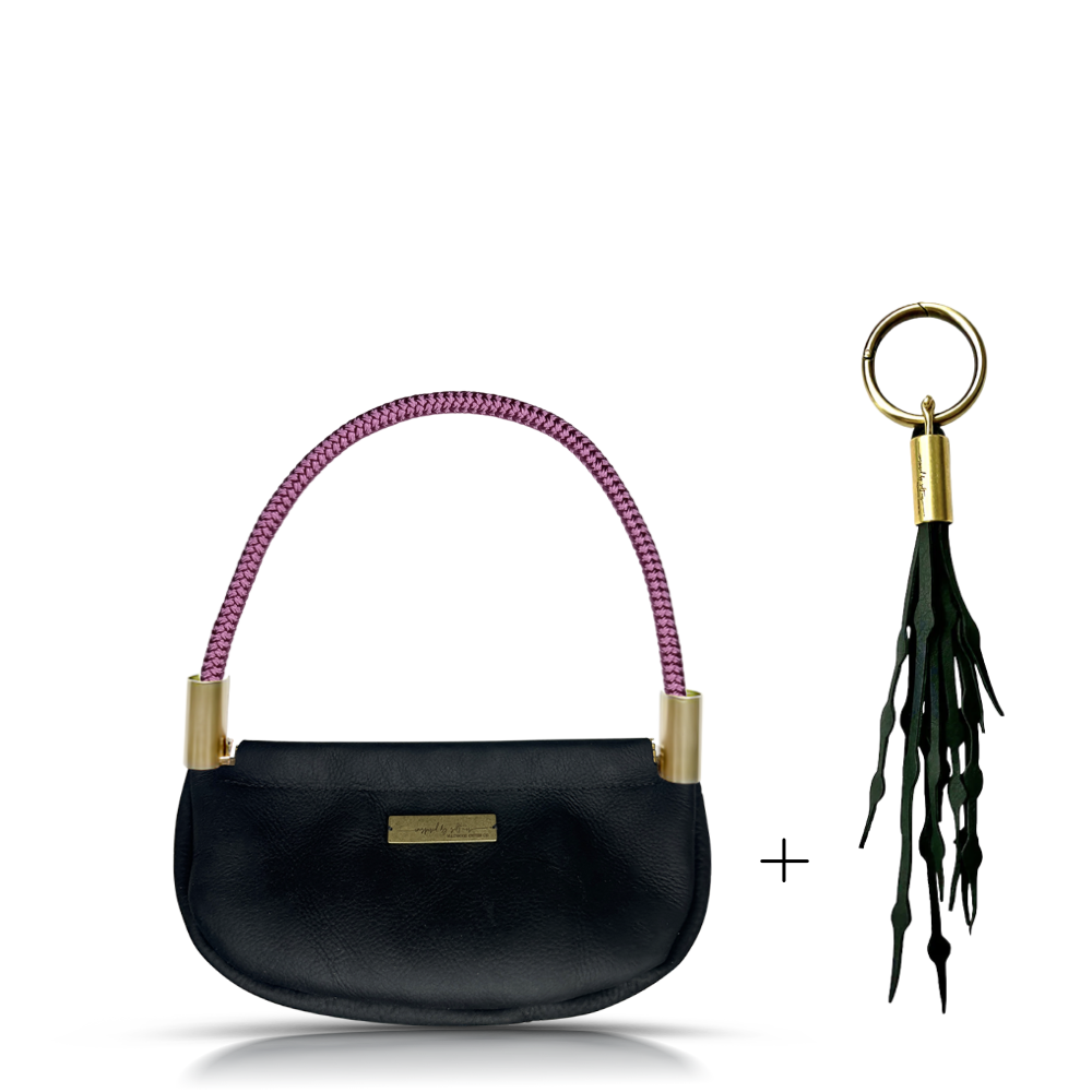 Clam Shell #Rope Color_Purple Beach Rose#Rope Handle Length_Wrist (19")#Add Ons_Add a Matching Seaweed Tassel (save $10)