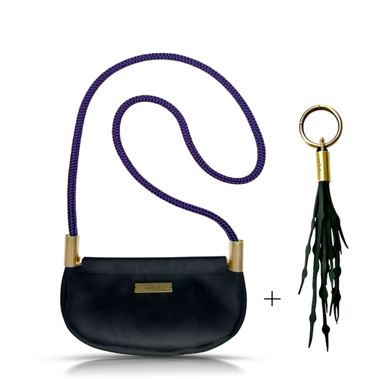 Clam Shell Bag in Black Leather