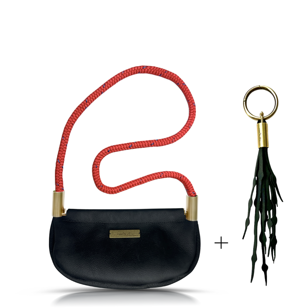 Clam Shell #Rope Color_Winterberry Red#Rope Handle Length_Shoulder (35")#Add Ons_Add a Matching Seaweed Tassel (save $10)