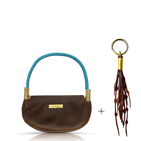 Clam Shell Bag in Brown Leather