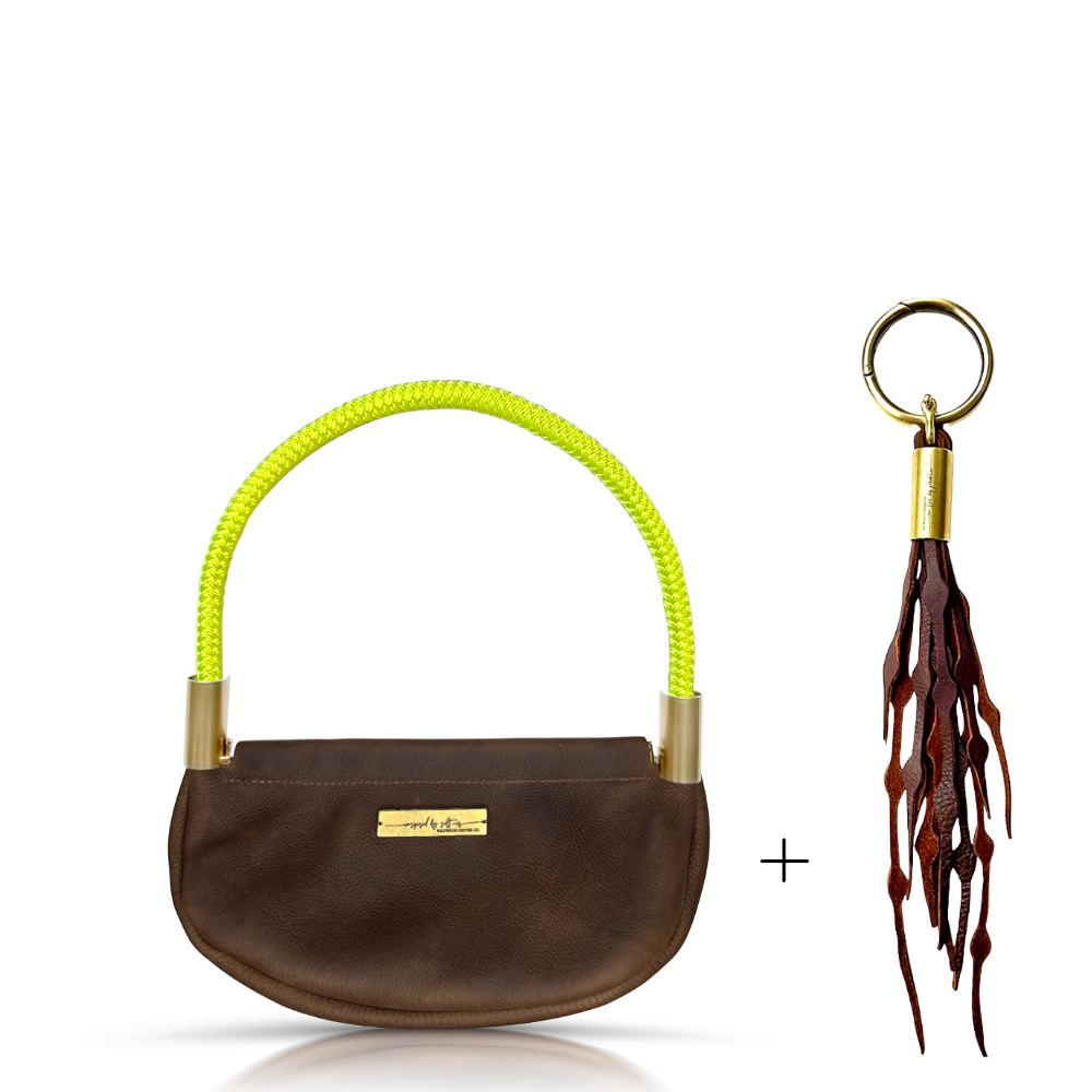 Clam Shell #Rope Color_Neon Yellow#Rope Handle Length_Wrist (19")#Add Ons_Add a Matching Seaweed Tassel (save $10)