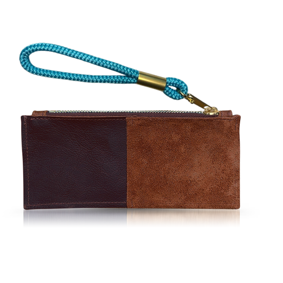 Leather Clutch + Rope Wristlet in Brown Leather