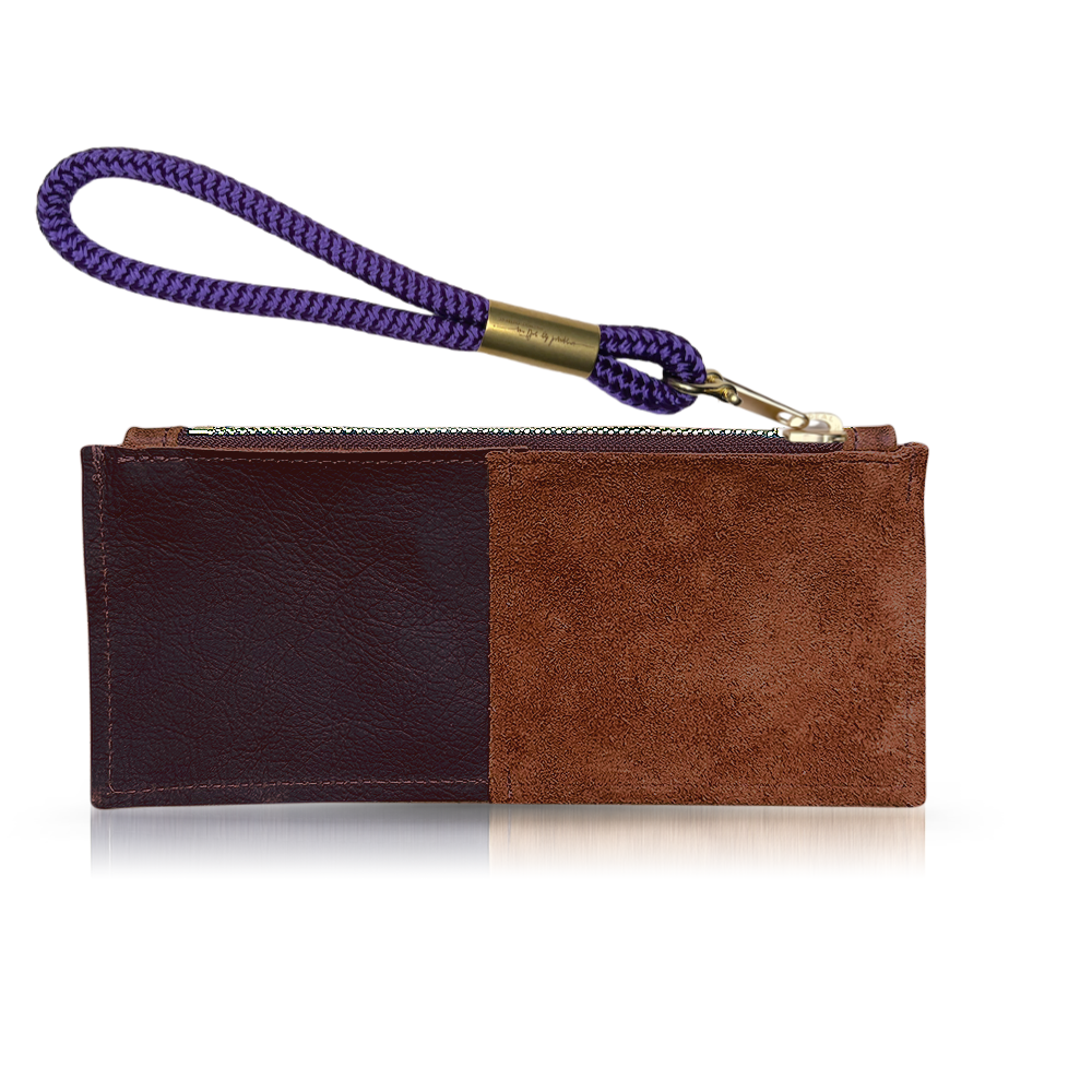Leather Clutch + Rope Wristlet in Brown Leather
