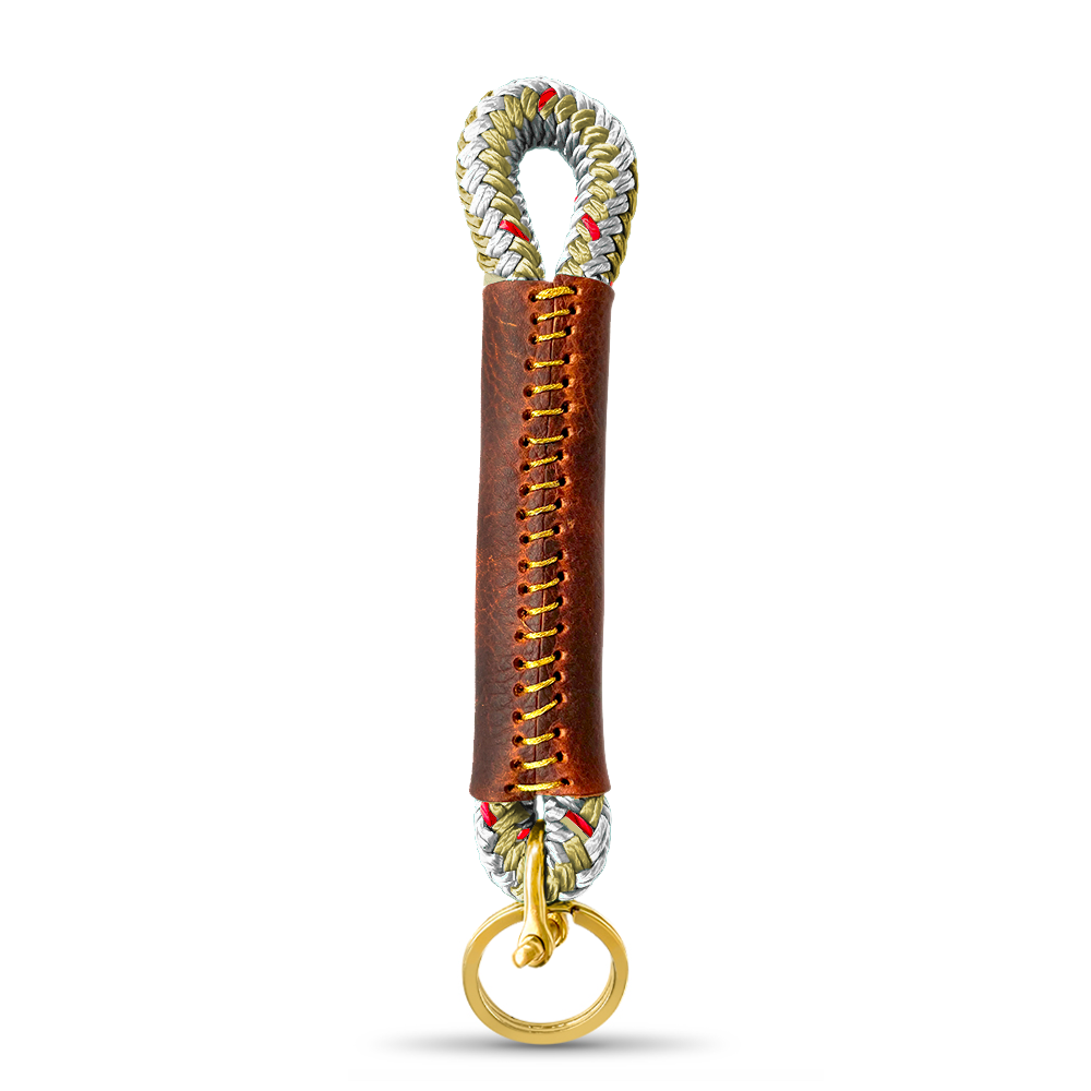 Rope + Leather Keychains #Keychain's Rope Color_Oyster Shell Gold