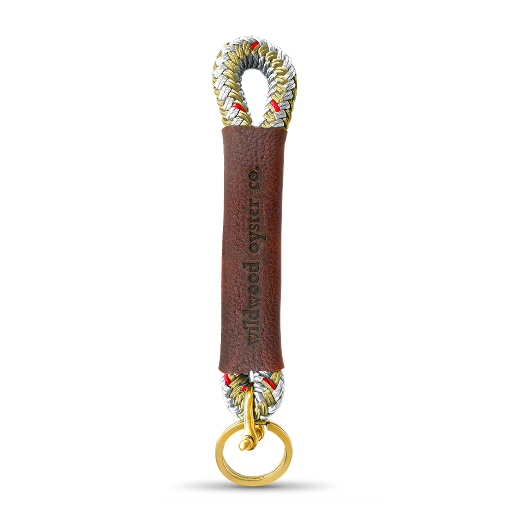 Rope + Leather Keychains #Keychain's Rope Color_Oyster Shell Gold