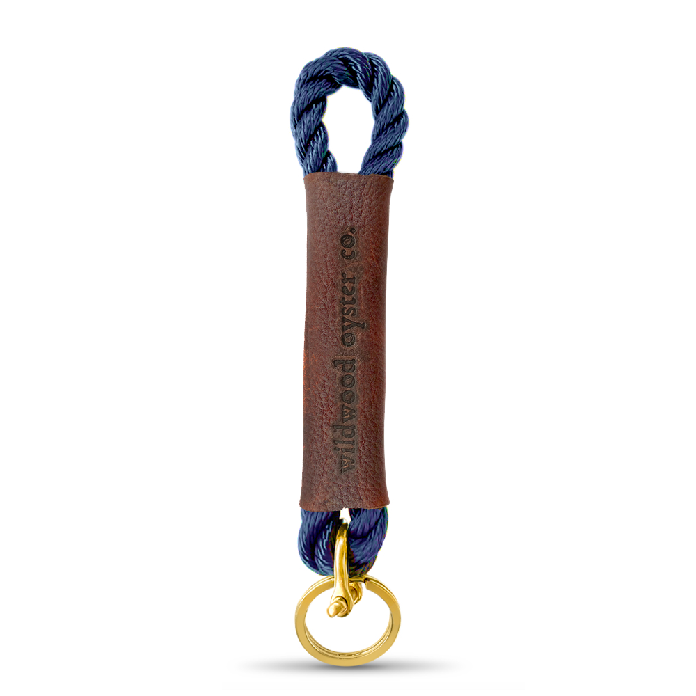 Rope + Leather Keychains #Keychain's Rope Color_New England Navy