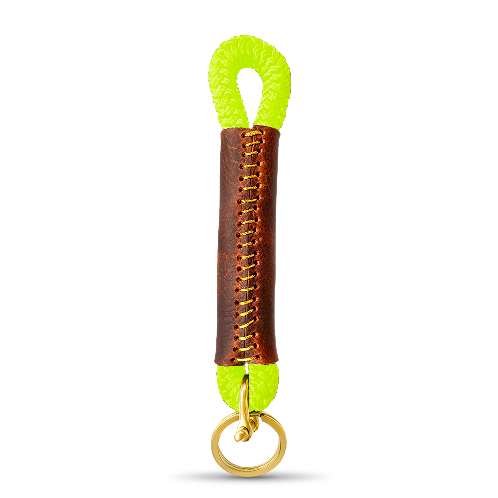 Rope + Leather Keychains #Keychain's Rope Color_Neon Yellow