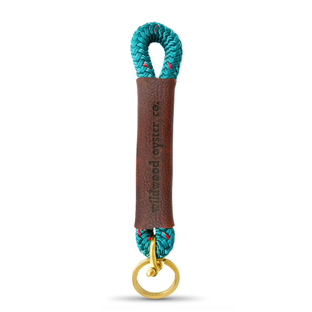 Rope + Leather Keychains #Keychain's Rope Color_Seaside Teal