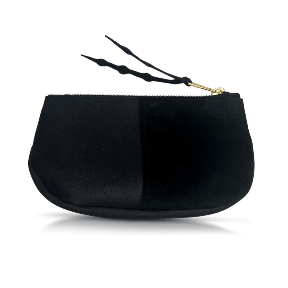black leather makeup bag