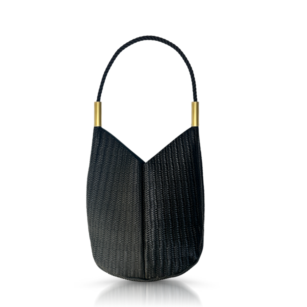 Mermaid Purse | in Black Basketweave Leather