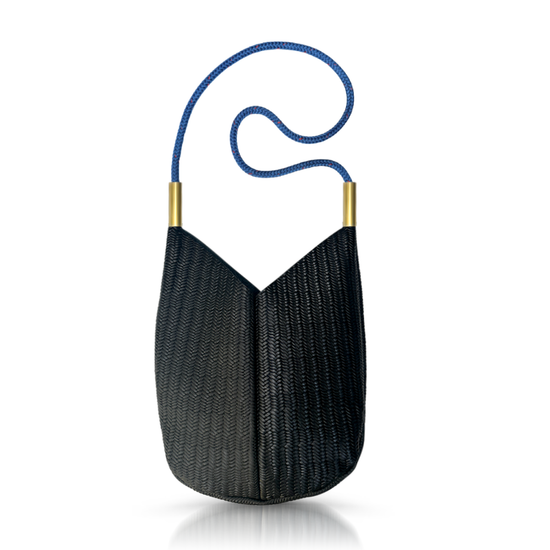 Mermaid Purse | in Black Basketweave Leather