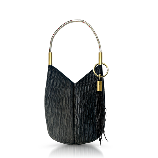 Mermaid Purse | in Black Basketweave Leather